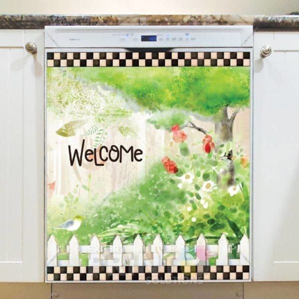 Cute Summer Garden - Welcome Dishwasher Sticker