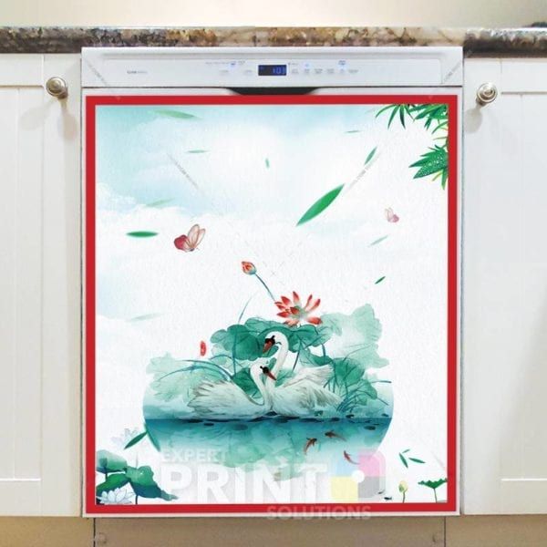 Beautiful Swan Couple Dishwasher Sticker