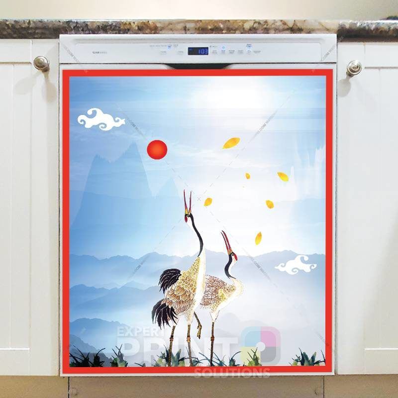 Dancing Cranes Dishwasher Sticker