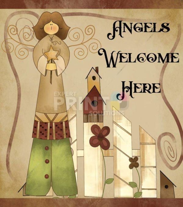 Prim Garden Angel #1 - Angels Welcome Here Dishwasher Sticker