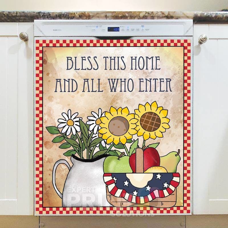 Prim Country Patriot Design #1 - Bless This Home and All Who Enter Dishwasher Sticker