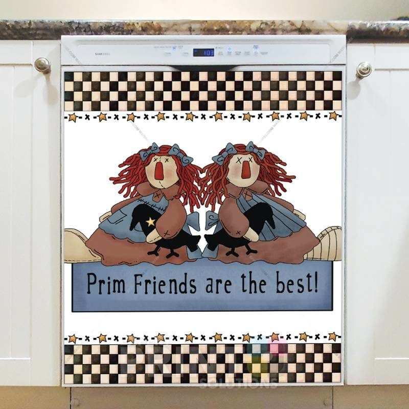 Primitive Country Raggedy Friends - Prim Friends are the Best Dishwasher Sticker