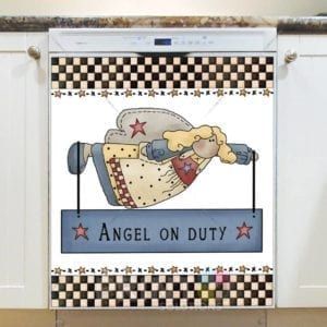 Primitive Country Garden Angel #2 - Angel on Duty Dishwasher Sticker