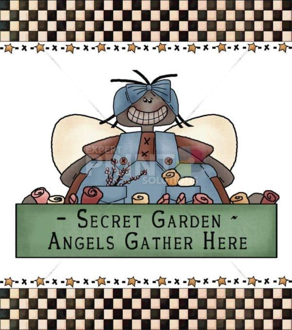 Primitive Country Garden Angel - Secret Garden - Angels Gather Here Dishwasher Sticker