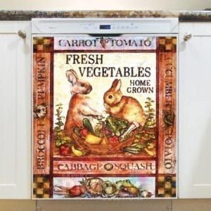Vintage Country Farm Labels #4 - Carrot Tomato - Fresh Vegetables Home Grown - Cabbage Squash Dishwasher Sticker