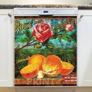 Beautiful Vintage Labels #9 - Rose Brand Oranges - Redlands California Dishwasher Sticker