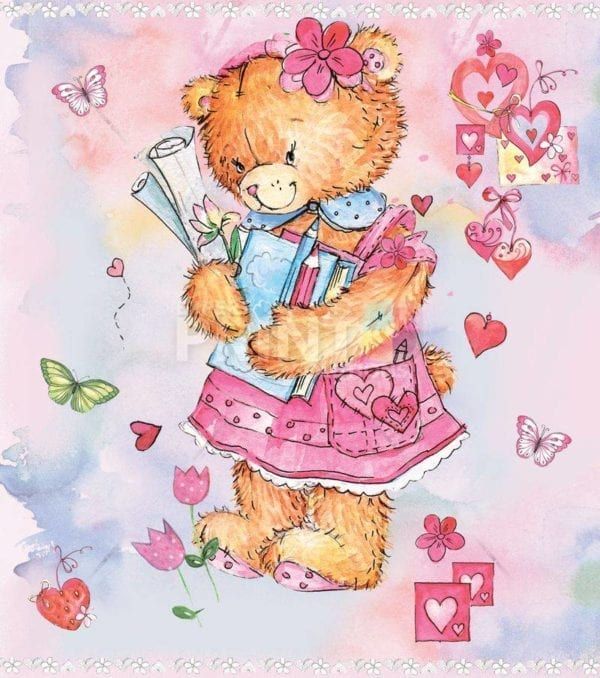 Lovely Teddy Bear Girl Dishwasher Sticker