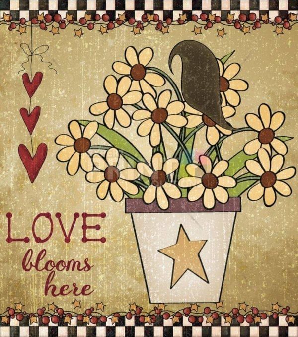 Cute Prim Garden #7 - Love blooms Here Dishwasher Sticker