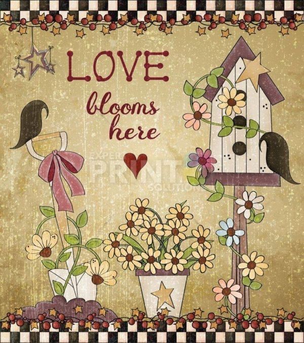 Cute Prim Garden #6 - Love Blooms Here Dishwasher Sticker