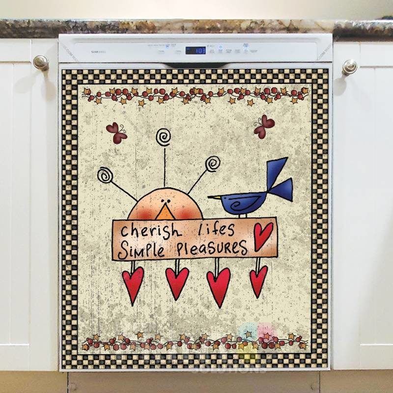 Prim Garden Angel #12 - Cherish Lifes Simple Pleasures Dishwasher Sticker