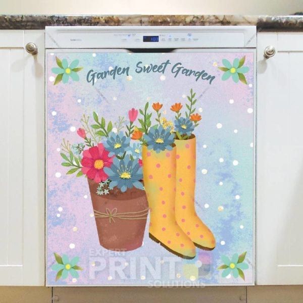 Rubber Boots and Flowers - Garden Sweet Garden Dishwasher Sticker