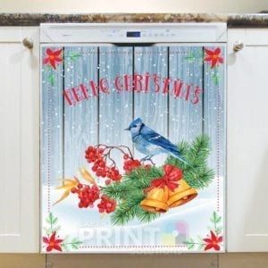 Christmas - Winter Birds and Flowers #4 - Hello Christmas Dishwasher Sticker
