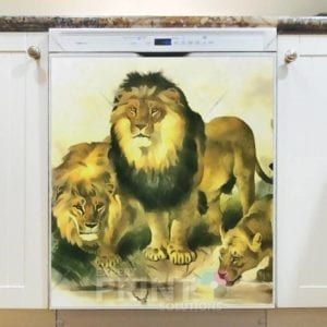 Lion Family at the Water Dishwasher Sticker