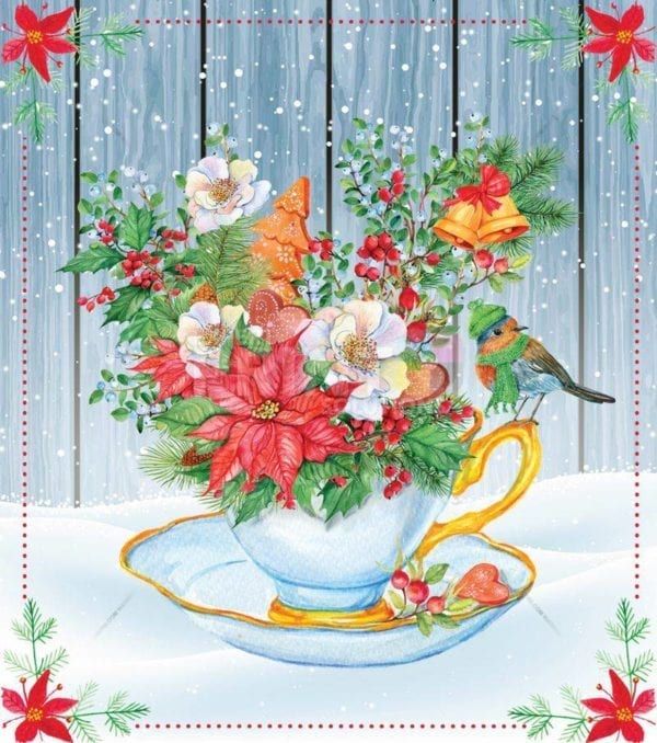 Christmas - Winter Birds and Flowers #1 Dishwasher Sticker