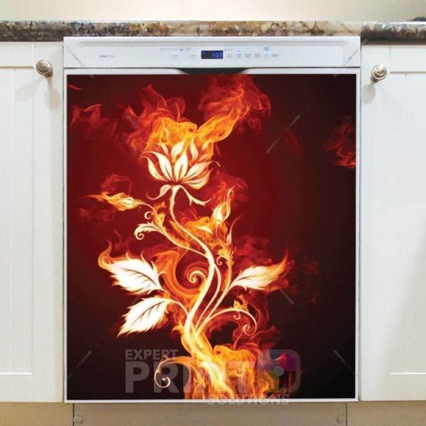 Beautiful Fire Rose Dishwasher Sticker