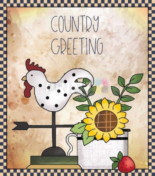 Cute Primitive Country Greeting Dishwasher Sticker