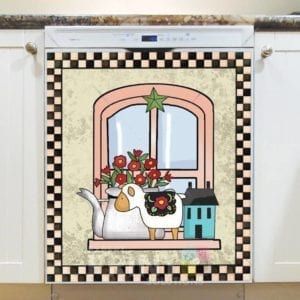 Cute Primitive Country Windows #6 Dishwasher Sticker