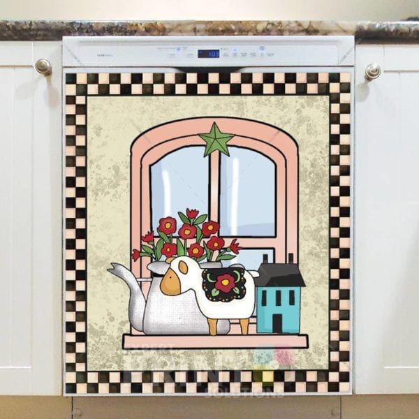 Cute Primitive Country Windows #6 Dishwasher Sticker