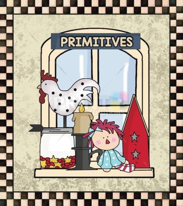 Cute Primitive Country Windows #3 - Primitives Dishwasher Sticker