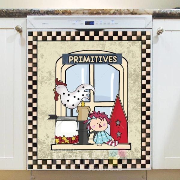 Cute Primitive Country Windows #3 - Primitives Dishwasher Sticker