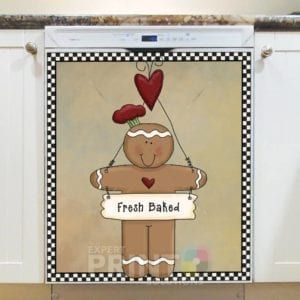 Cute Primitive Country Gingerbread Man #4 - Fresh Baked Dishwasher Sticker