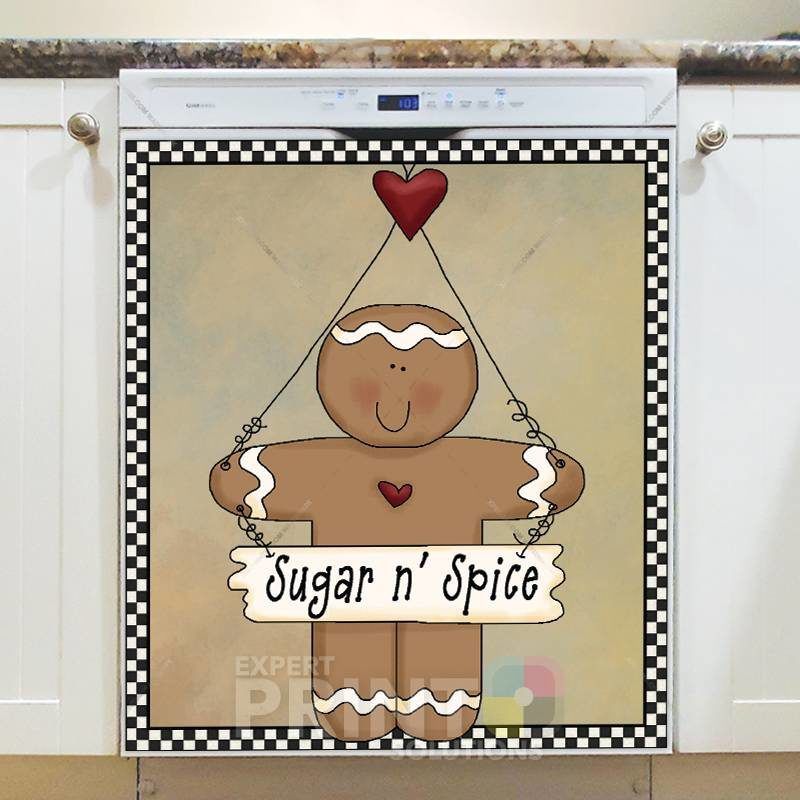 Cute Primitive Country Gingerbread Man #1 - Sugar n' Spice Dishwasher Sticker