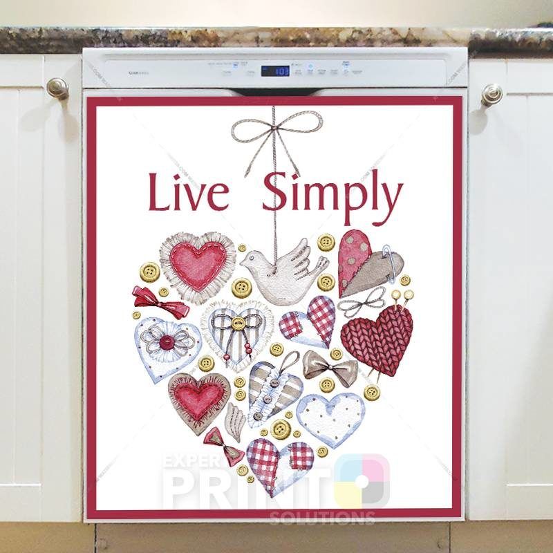 Cute Country Patchwork Design #1 - Live Simply Dishwasher Sticker