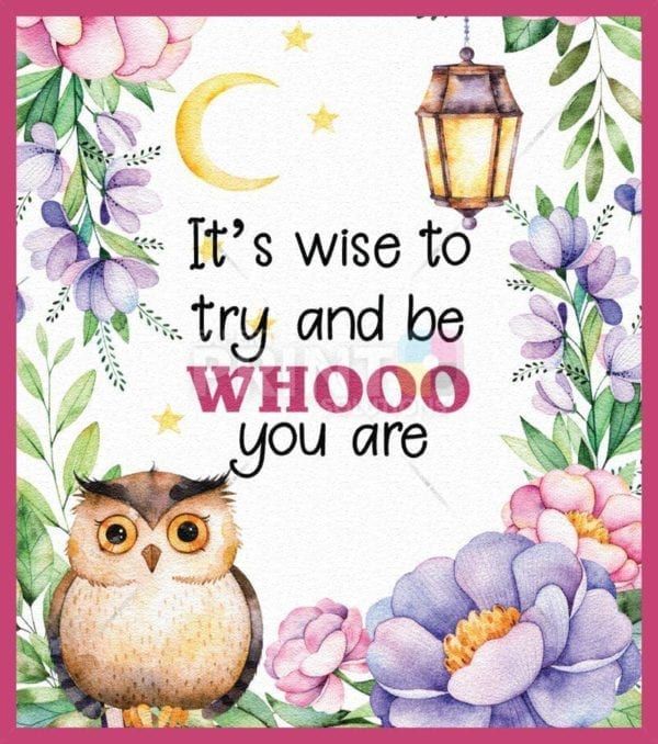 Cute Owl with Flowers and a Lantern - It's Wise to Try and Be Whooo You Are Dishwasher Sticker