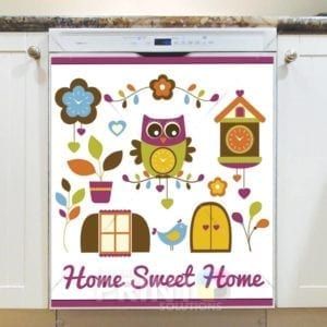Home Sweet Home Cute Garden Owl Dishwasher Sticker