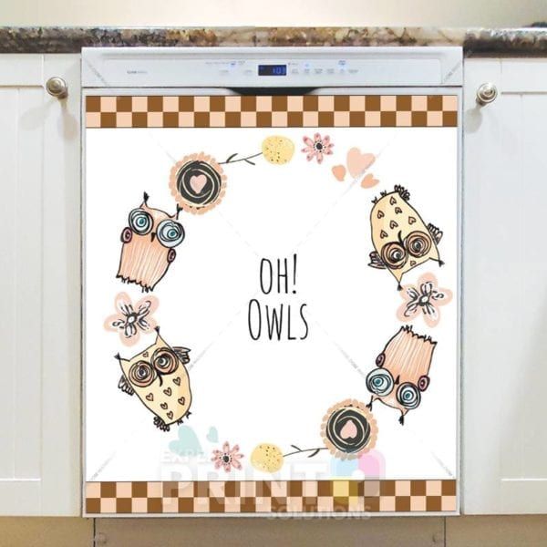 Cute Funny Owls #1 - Oh Owls Dishwasher Sticker