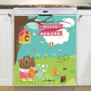 Welcome Spring with Cute Animals #14 - Hello Spring Dishwasher Sticker