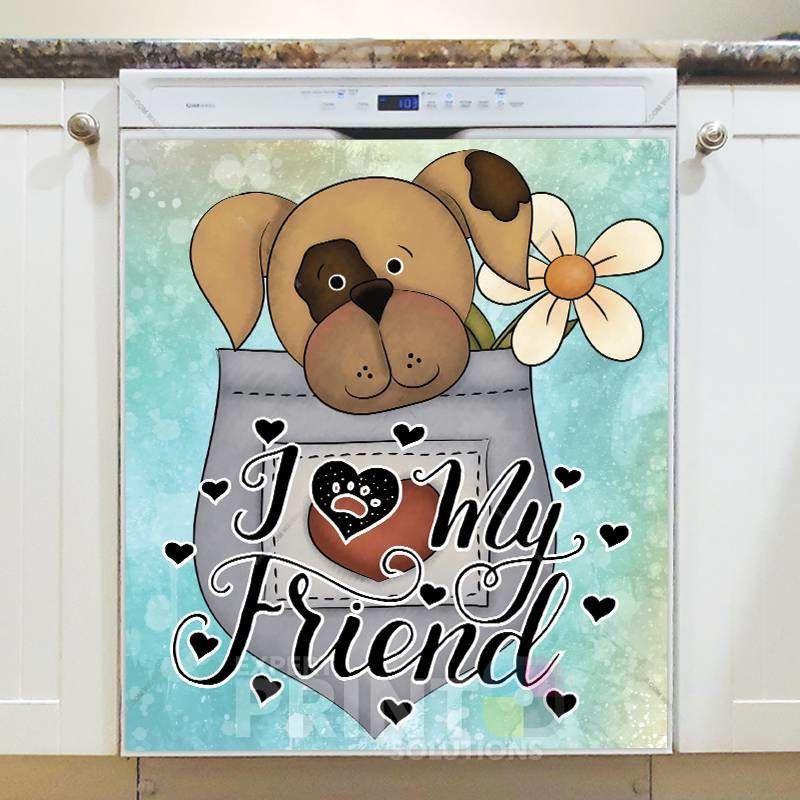 Cute Pocket Puppies #4 - I Love my Friend Dishwasher Sticker