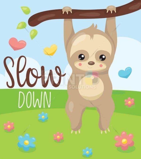 Sweet Adorable Sloth #1 - Slow Down Dishwasher Sticker