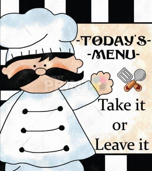 Cute Italian Chef - Today's Menu - Take it or Leave it Dishwasher Sticker