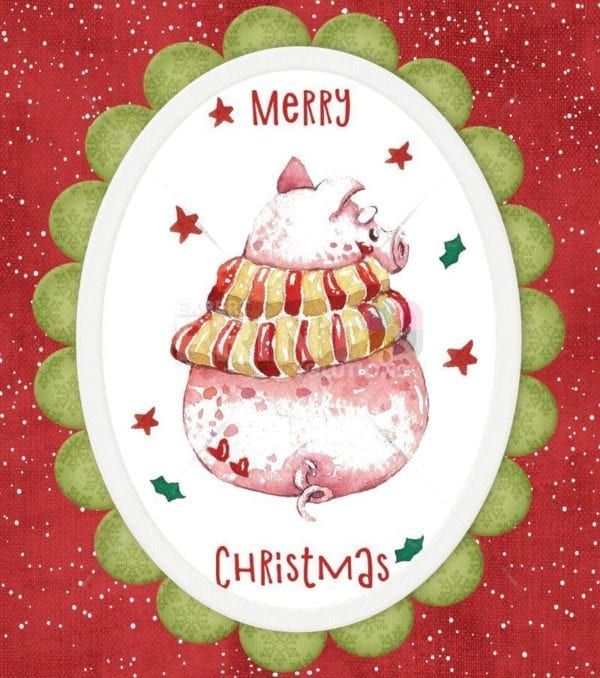 Christmas - Celebrating Christmas Pig #2 - Merry Christmas Dishwasher Sticker