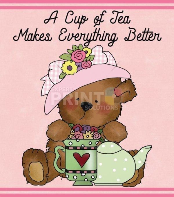 Tea Party Teddy Bear #1 - A Cup of Tea Makes Everything Better Dishwasher Sticker