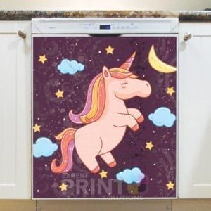 Smiling Unicorn with Stars and Moon Dishwasher Sticker