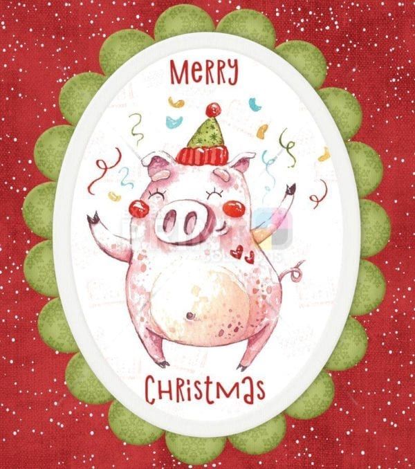Christmas - Celebrating Christmas Pig #1 - Merry Christmas Dishwasher Sticker