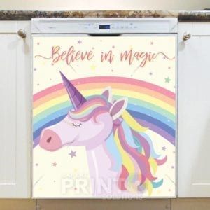 Cute Rainbow Unicorn #2 - Believe in Magic Dishwasher Sticker