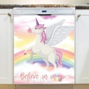 Cute Rainbow Unicorn #3 - Believe in Magic Dishwasher Sticker