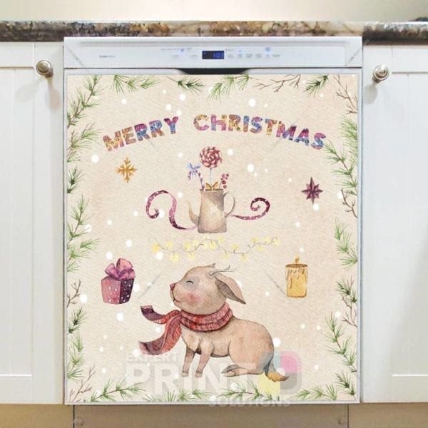 Christmas - Little Reindeer's Greetings - Merry Christmas Dishwasher Sticker