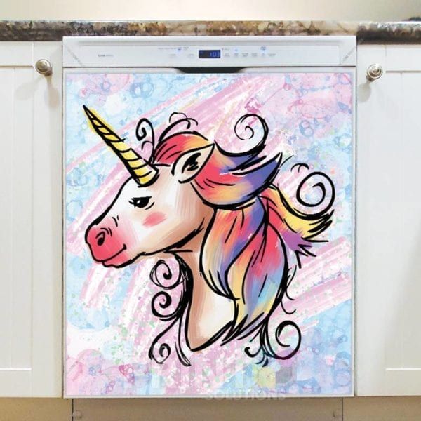 Unicorn with Rainbow Hair Dishwasher Sticker
