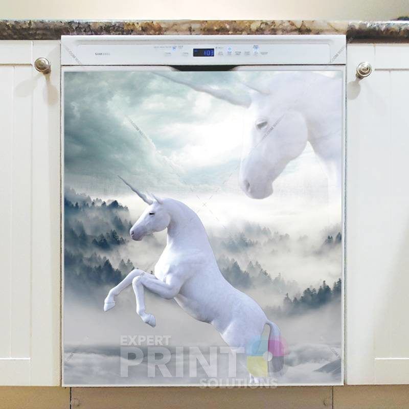 Pretty White Unicorns Dishwasher Sticker