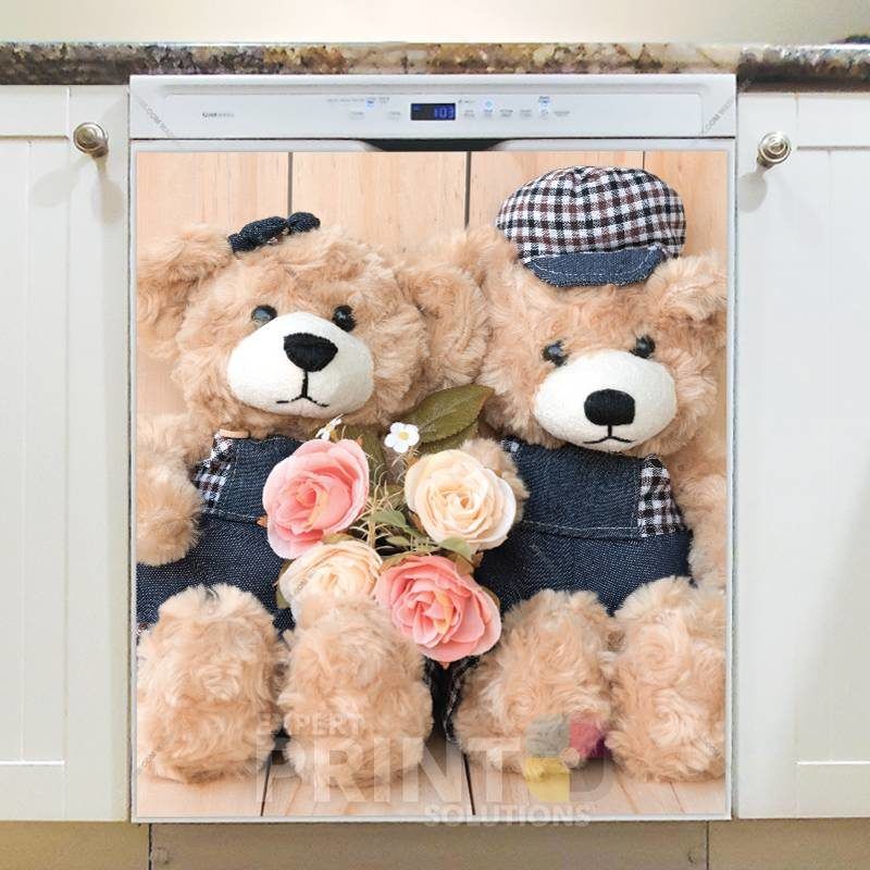 Adorable Teddy Bear Couple #1 Dishwasher Sticker