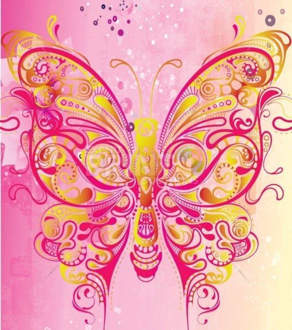 Beautiful Pink Butterfly Dishwasher Sticker