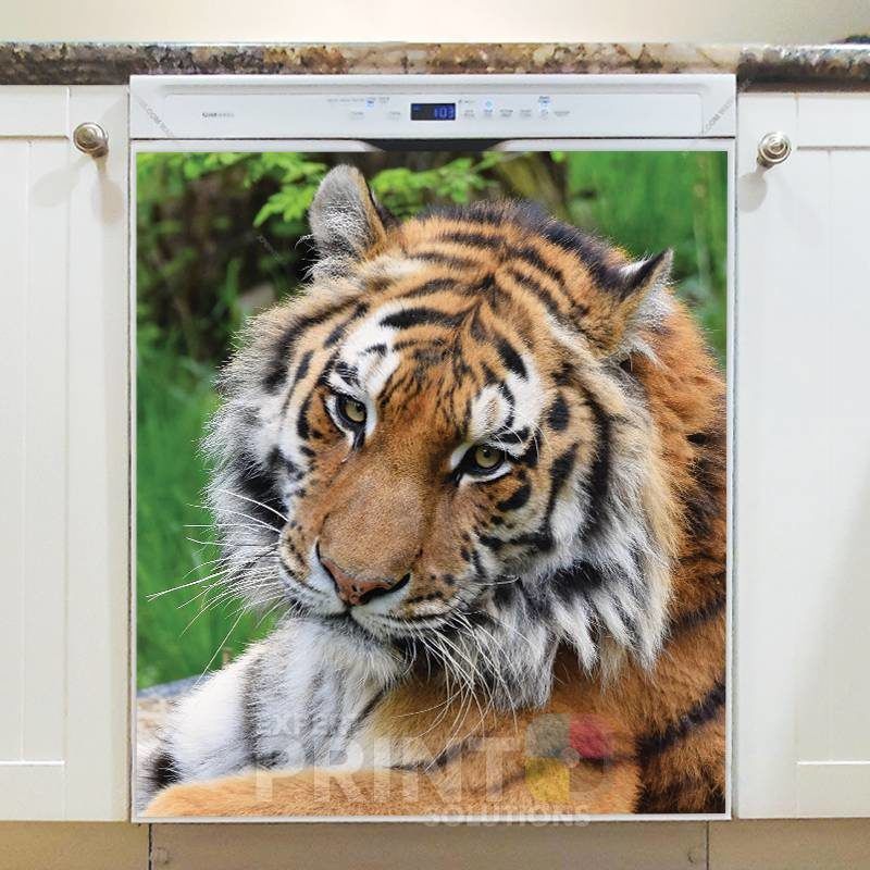 Tiger in the Grass Dishwasher Sticker
