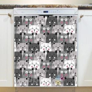 White and Grey Cats Dishwasher Sticker