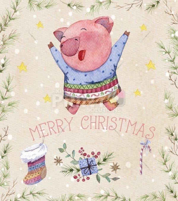 Christmas - Happy Piggies' Christmas #8 - Merry Christmas Dishwasher Sticker