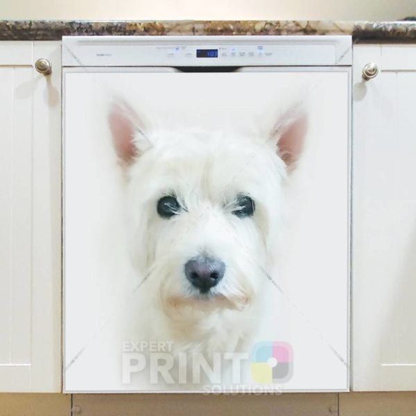 Cute White Dog Dishwasher Sticker