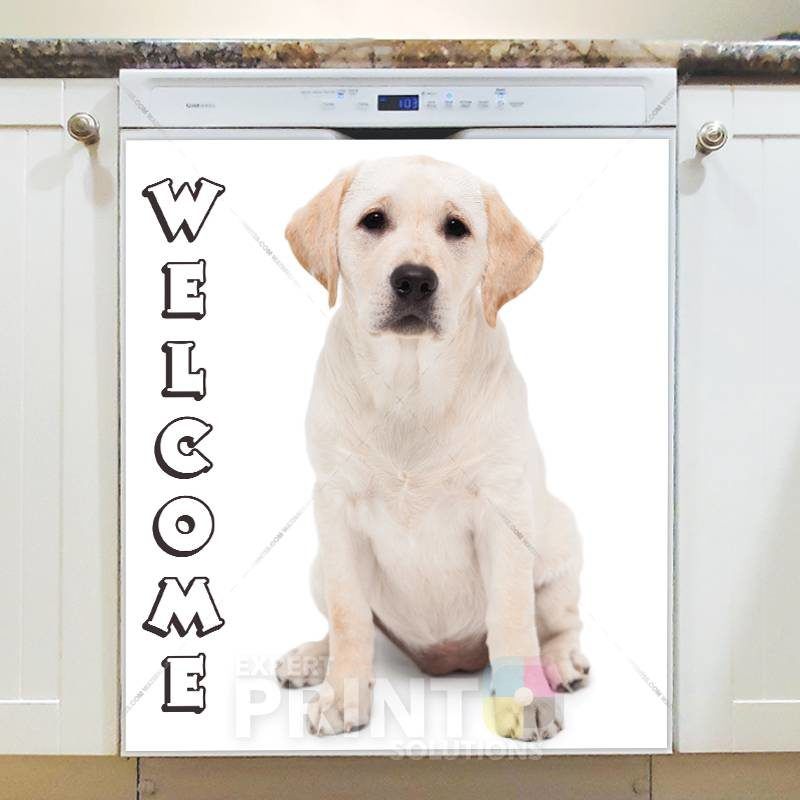 Cute Dog Welcome Dishwasher Sticker